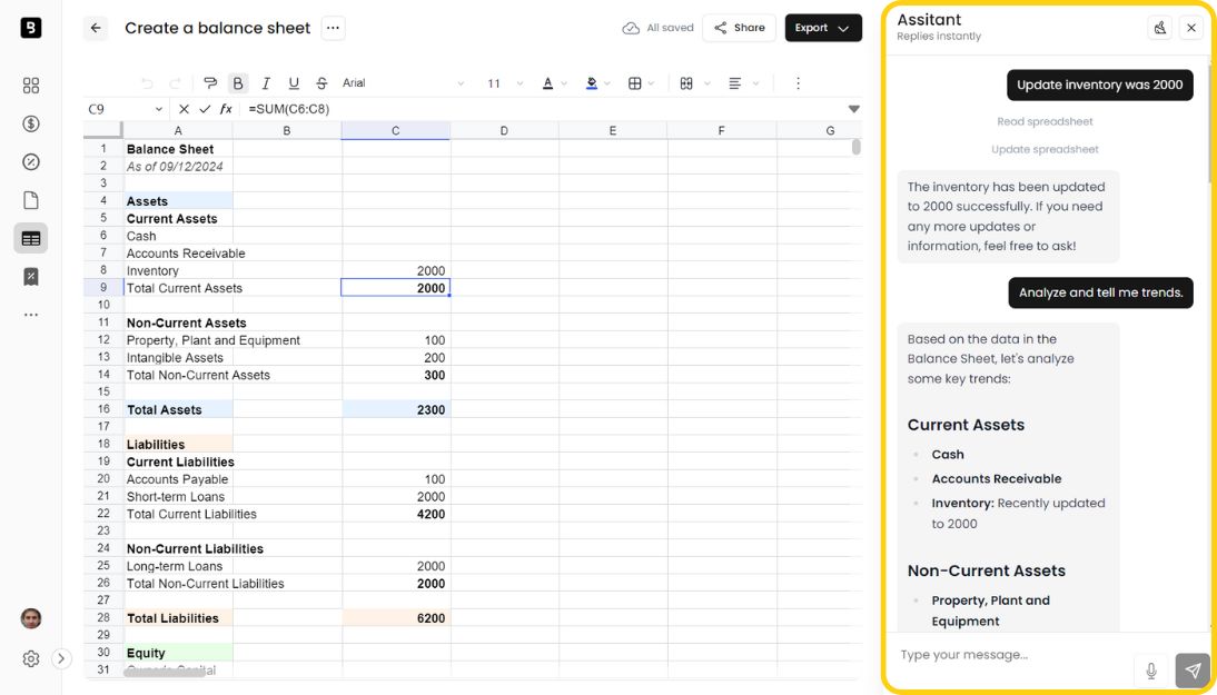 AI Financial Sheet Generator